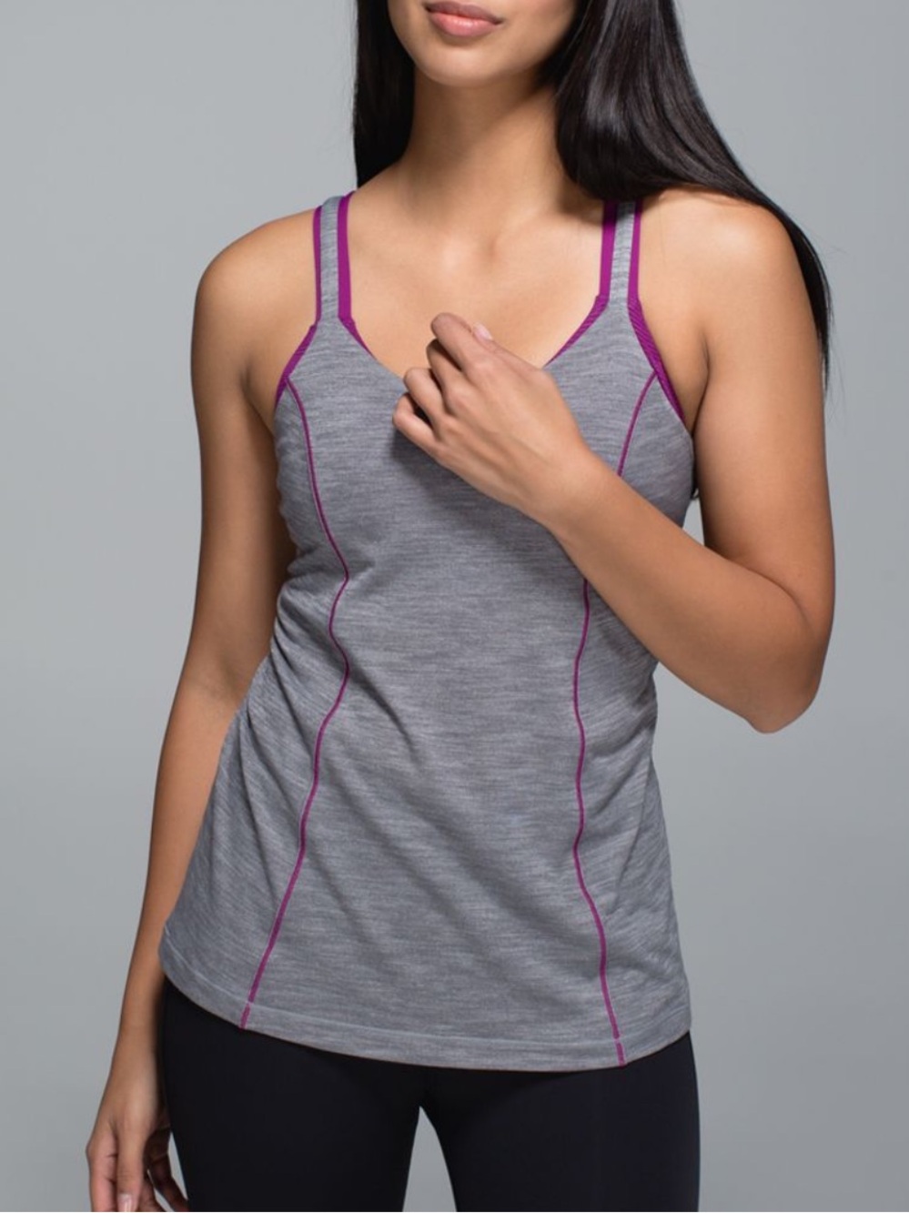 Lululemon Run for Gold Tank Heathered Slate Regal Plum 10